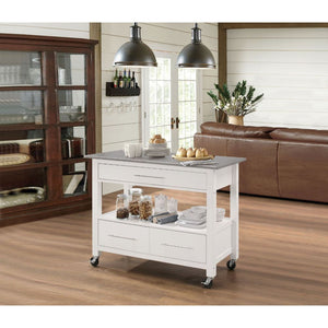 Ottawa Kitchen Cart with Stainless Steel Top and Ample Storage - Mobile and Multifunctional