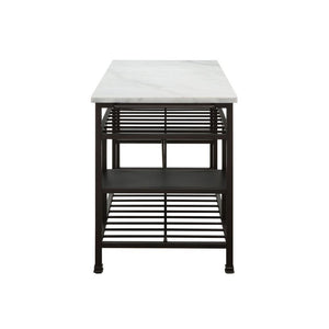 Lanzo Kitchen Island with Marble Top and Gunmetal Finish - Stylish and Functional Storage Solution